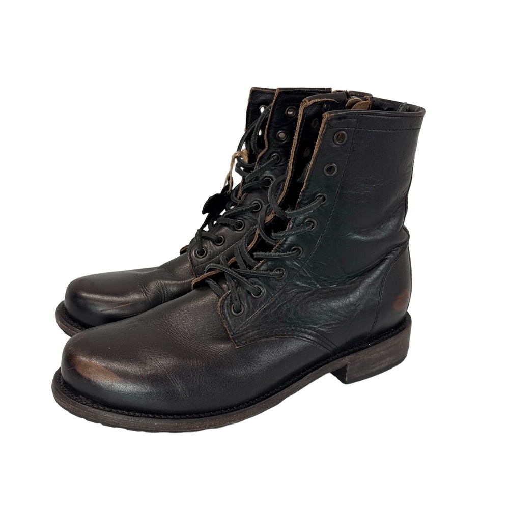 freebird Black Leather Lace-Up Ankle Boots